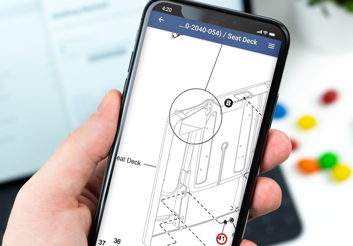 native mobile parts catalog application displayed on cell phone